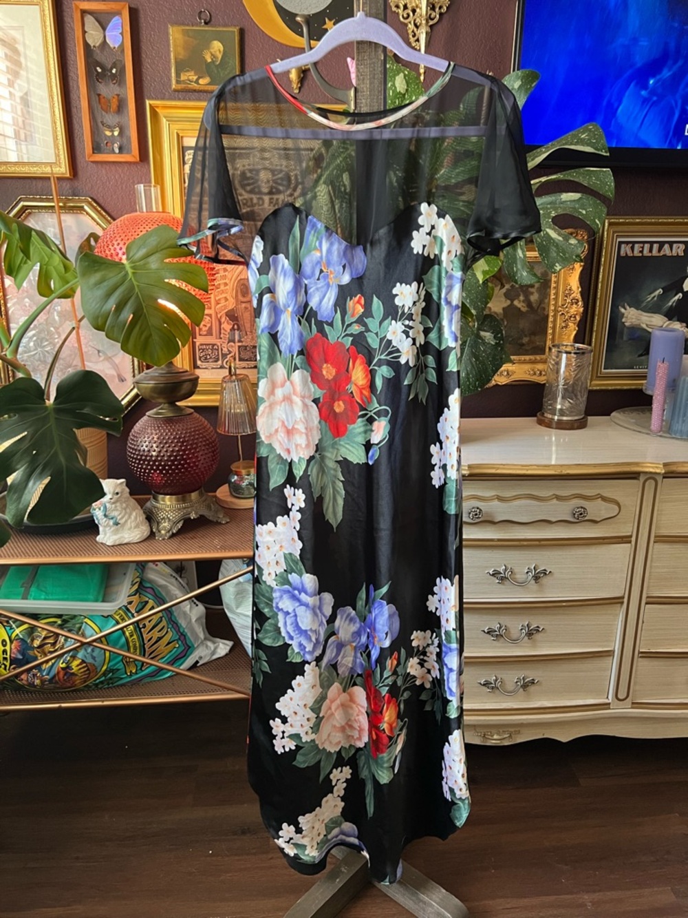 Vintage Natori Silky Sheer Slip Maxi Dress Size Small